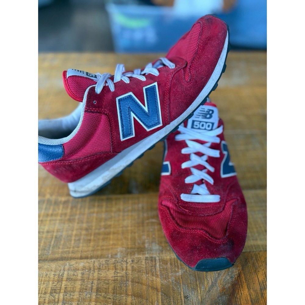 New Balance 500 Red Navy GM500SC Classic Sneaker Mens Size 10 Low Top Athletic